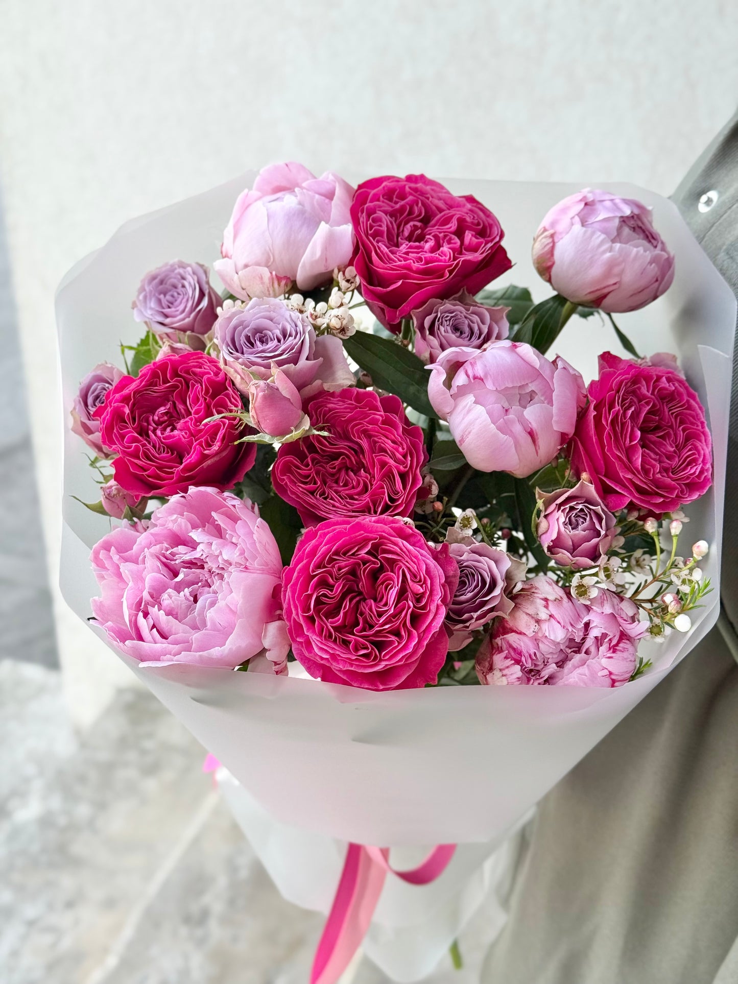 Roosa patsipidu lillekimp | Розовый букет цветов | Pink peony and garden rose bouquet