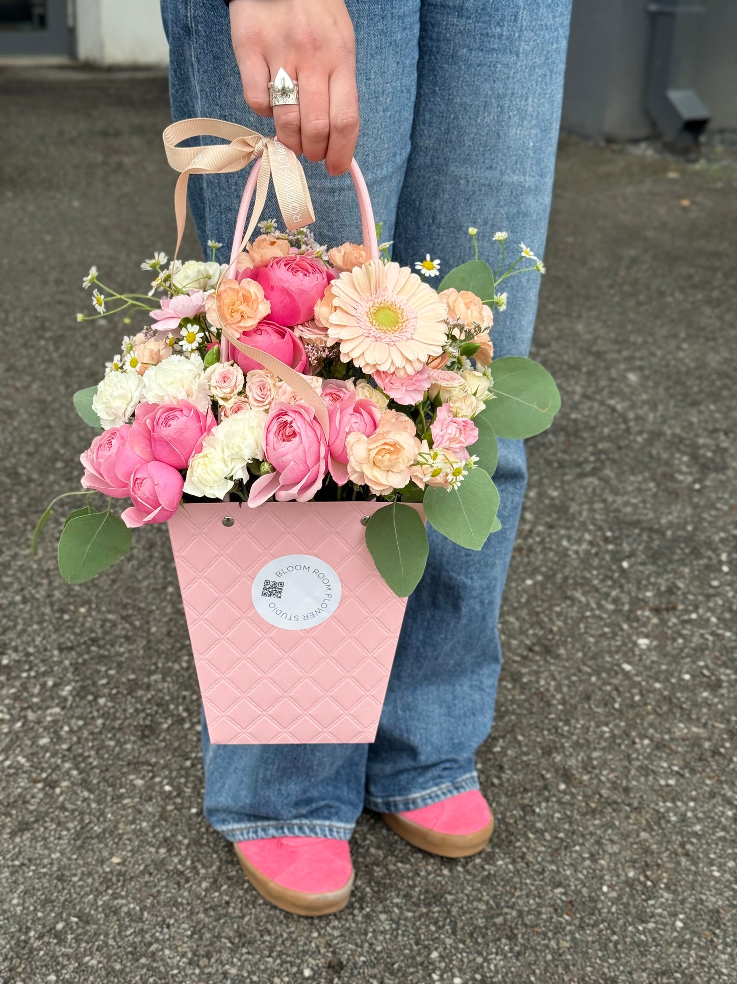 Roosa lillekott roosade lilledega | Розовая сумка с цветами | The Tote Flower Bag in Pink with pink flowers