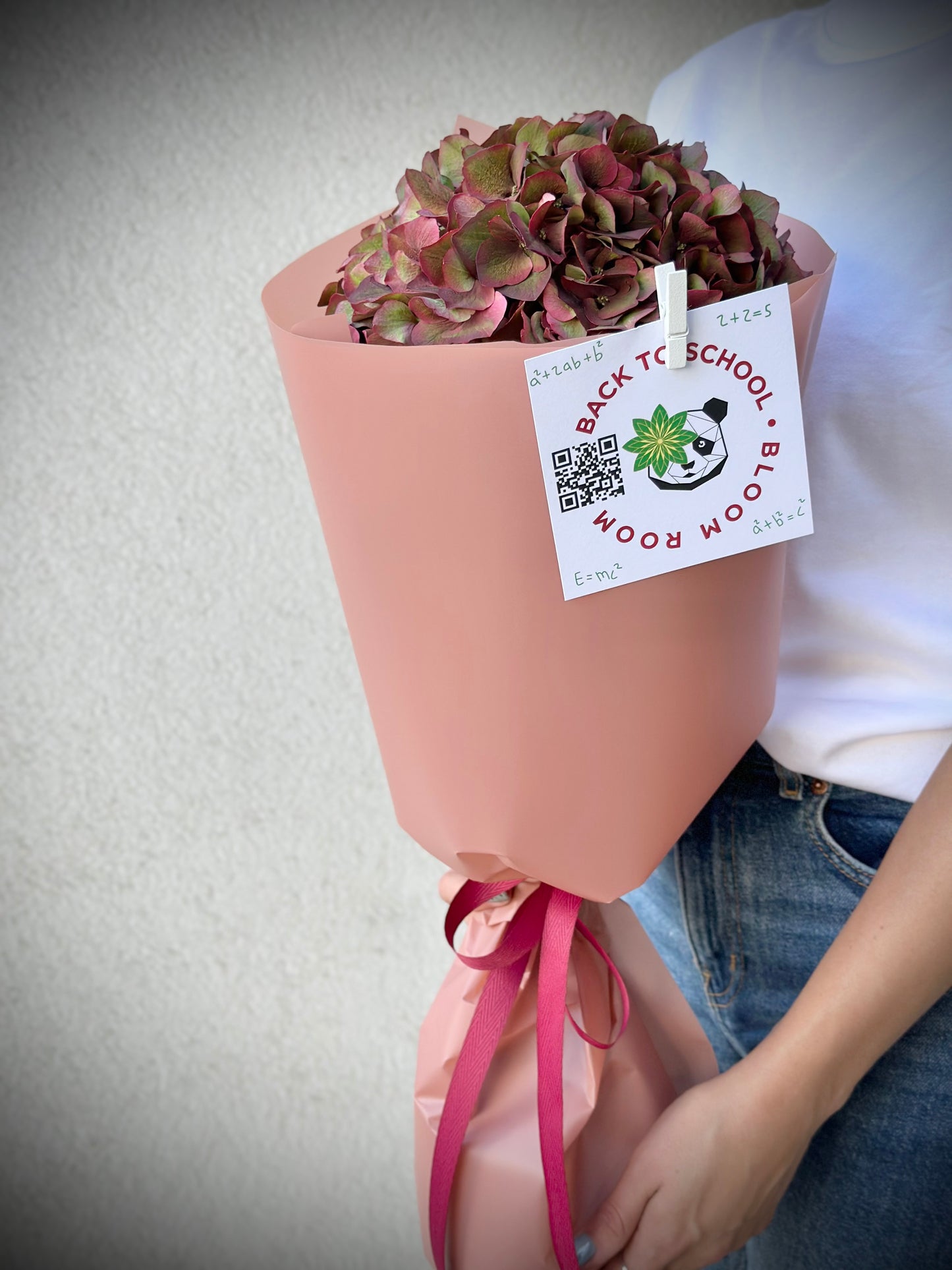 Bordo hüdrangead kaunis roosa pakendis | Бордовые гортензии в красивой розовой упаковке | Bordeaux hydrangeas in elegant pink wrapping