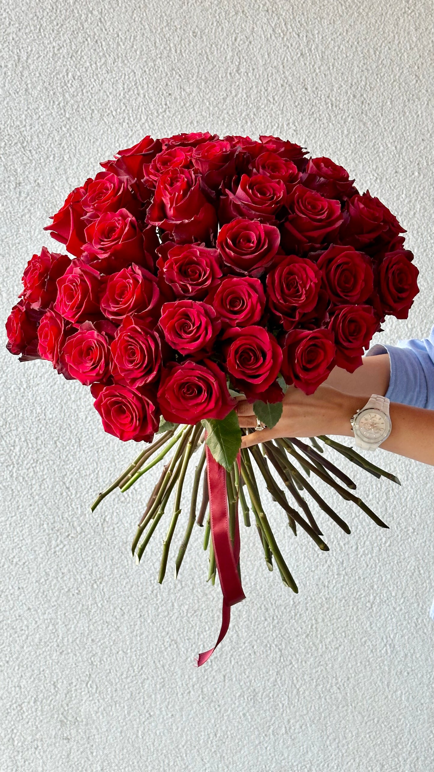 Paks punaste rooside kimp, 50 tükki, luksuslik kingitus | Роскошный букет из 50 красных роз | Luxurious bouquet of 50 red roses
