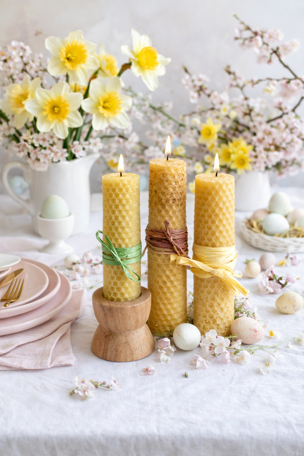 Handcrafted candles 100% natural beeswax, with herbs and essential oils. S size.