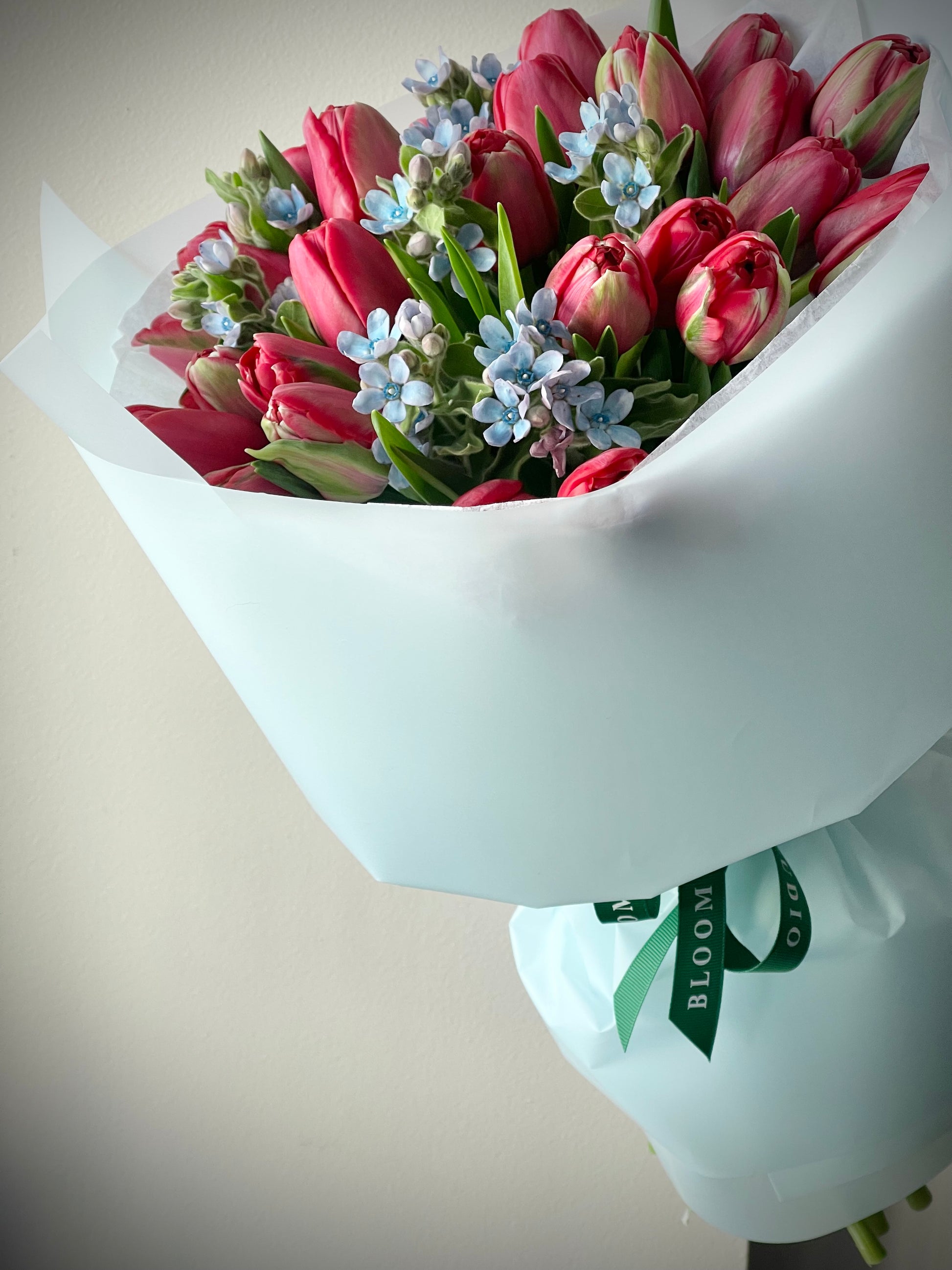 Punased tulbid siniste unustamata lilledega | Красные тюльпаны с синими незабудками | Red tulips with blue oxypetalum
