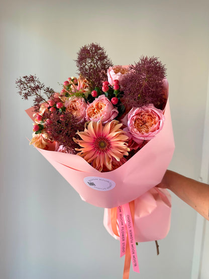 "Peach Bloom” with Julietta" spray garden roses