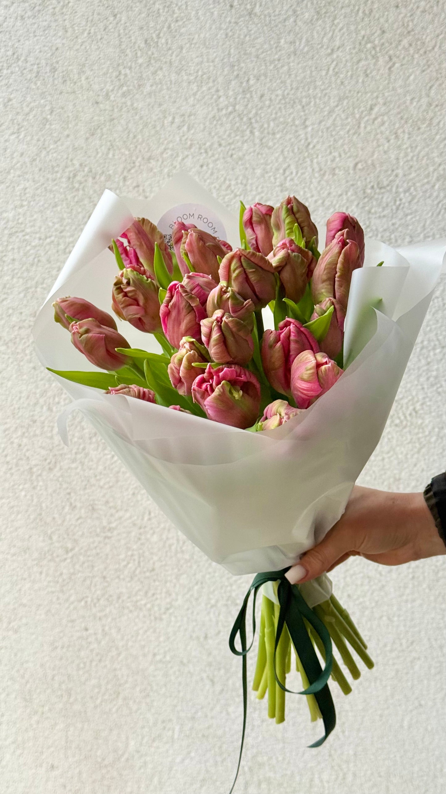 25 Pink Parrot Tulips, XL size