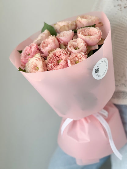 11 Aia Roosi "Northanger Abbey" pink rooside kimp | 11 роз "Нортенгерское аббатство" букет роз | 11 Garden Roses "Northanger Abbey" pink rose bouquet