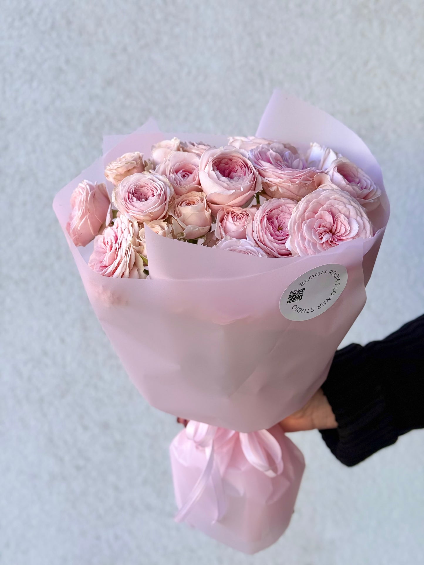 "Love me..." with pink peony roses