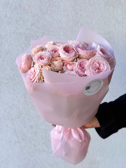 "Love me..." with pink peony roses