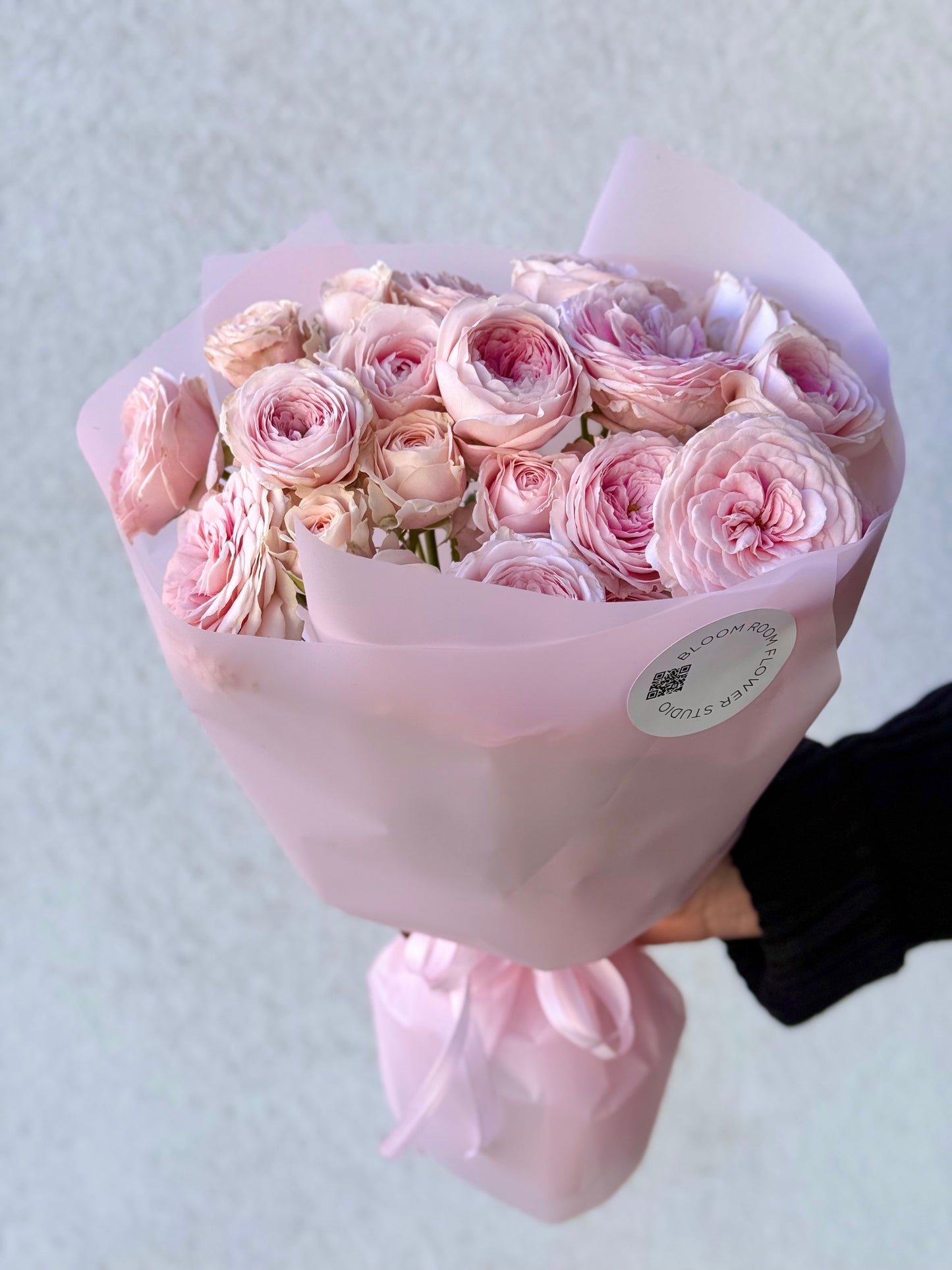 "Love me..." with pink peony roses