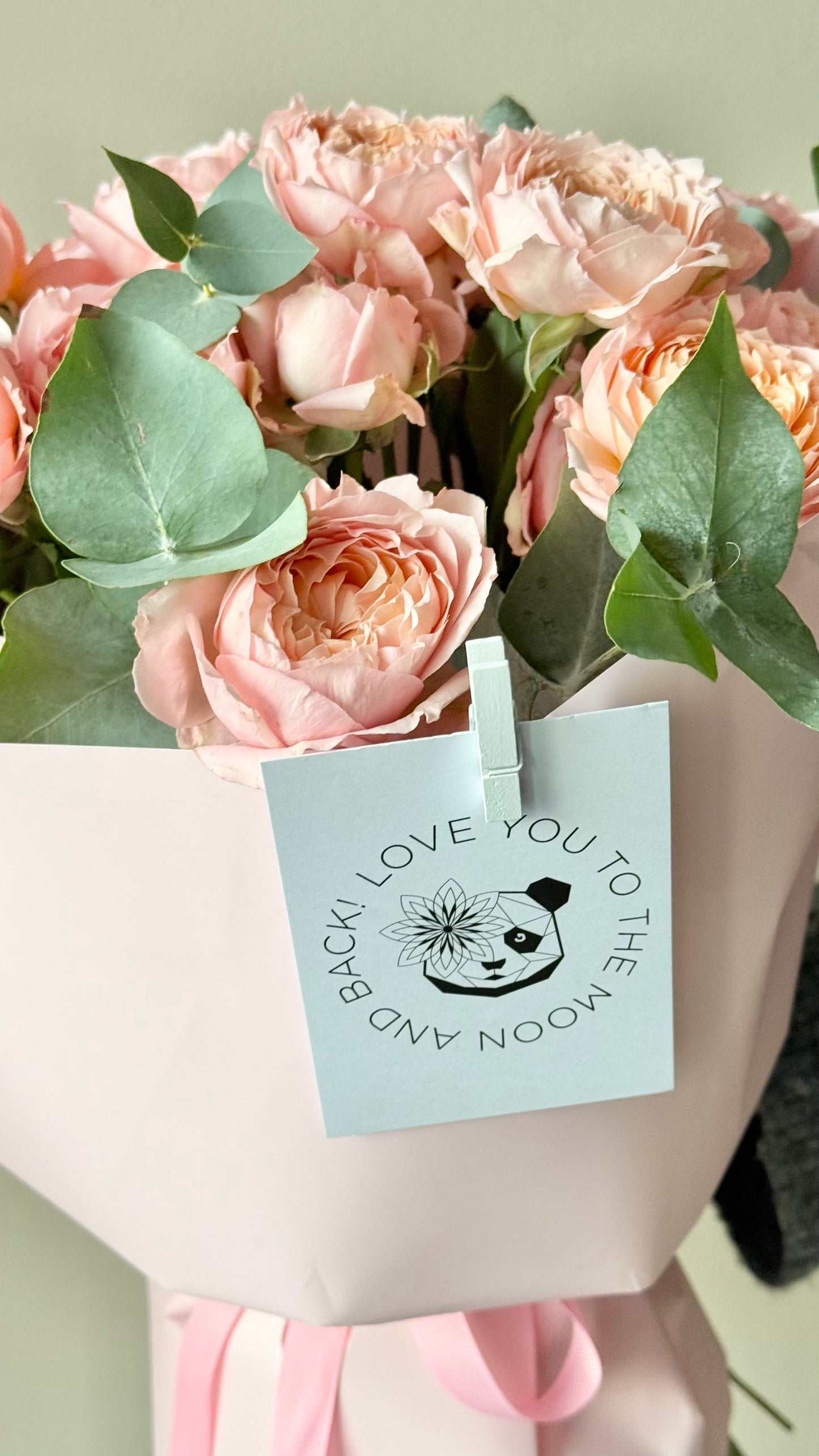 "Julietta" spray garden roses with eucalyptus