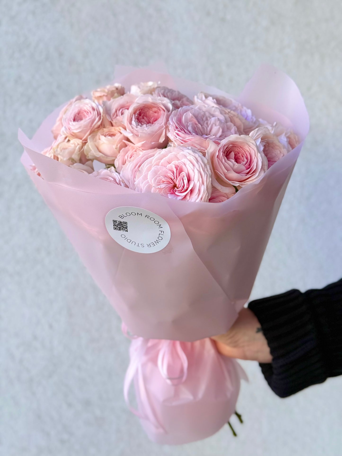"Love me..." with pink peony roses