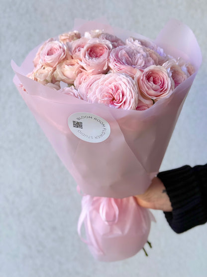 "Love me..." with pink peony roses