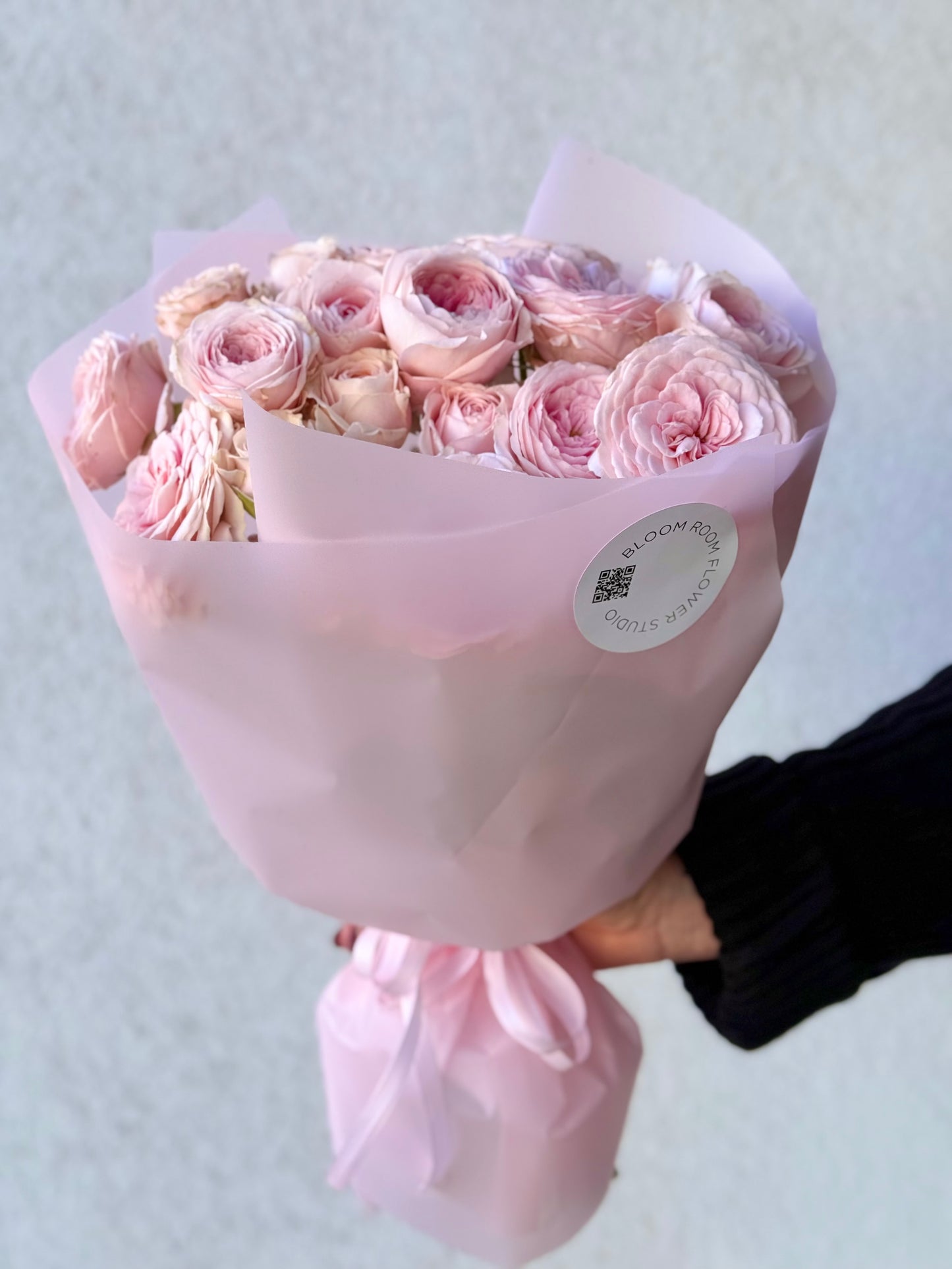 "Love me..." with pink peony roses
