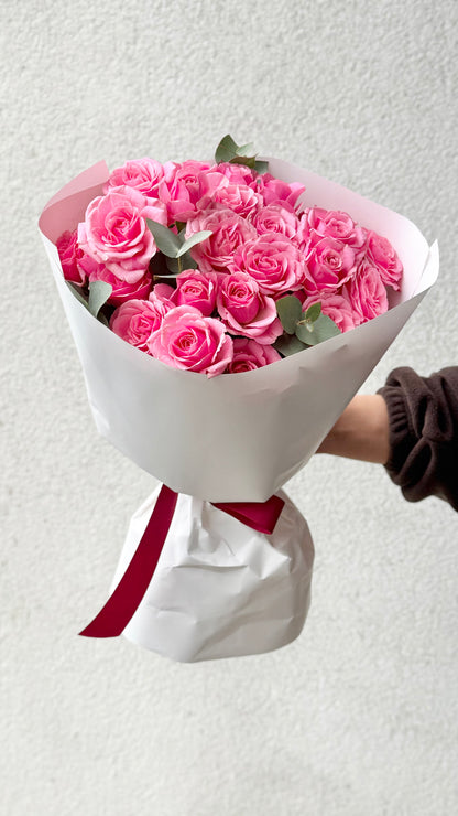 Roosa spray rooside ja eukalüpti kimp | Букет розовых спрей-роз с эвкалиптом | Pink spray Roses with Eucalyptus bouquet