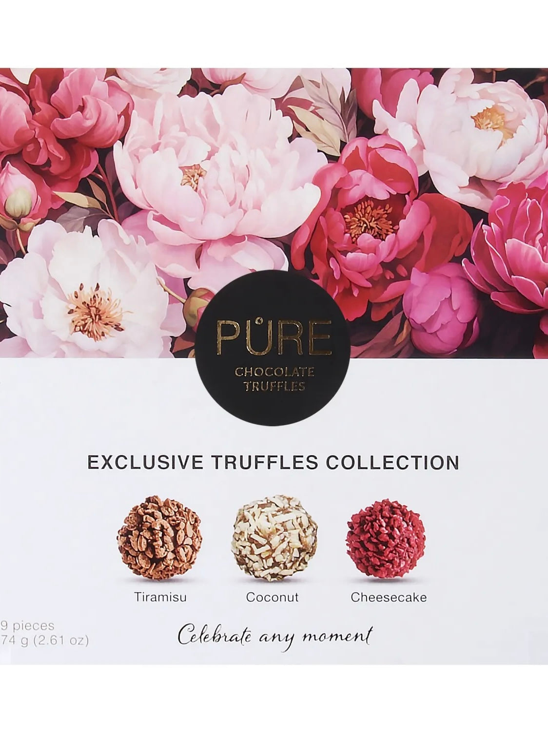 PÚRE šokolaadi trühvlid, 9 tükki, Tiiramisu, Kookos, Juustukook | Шоколадные трюфели PÚRE, 9 штук, Тирамису, Кокос, Чизкейк | PÚRE chocolate truffles, 9 pieces, Tiramisu, Coconut, Cheesecake