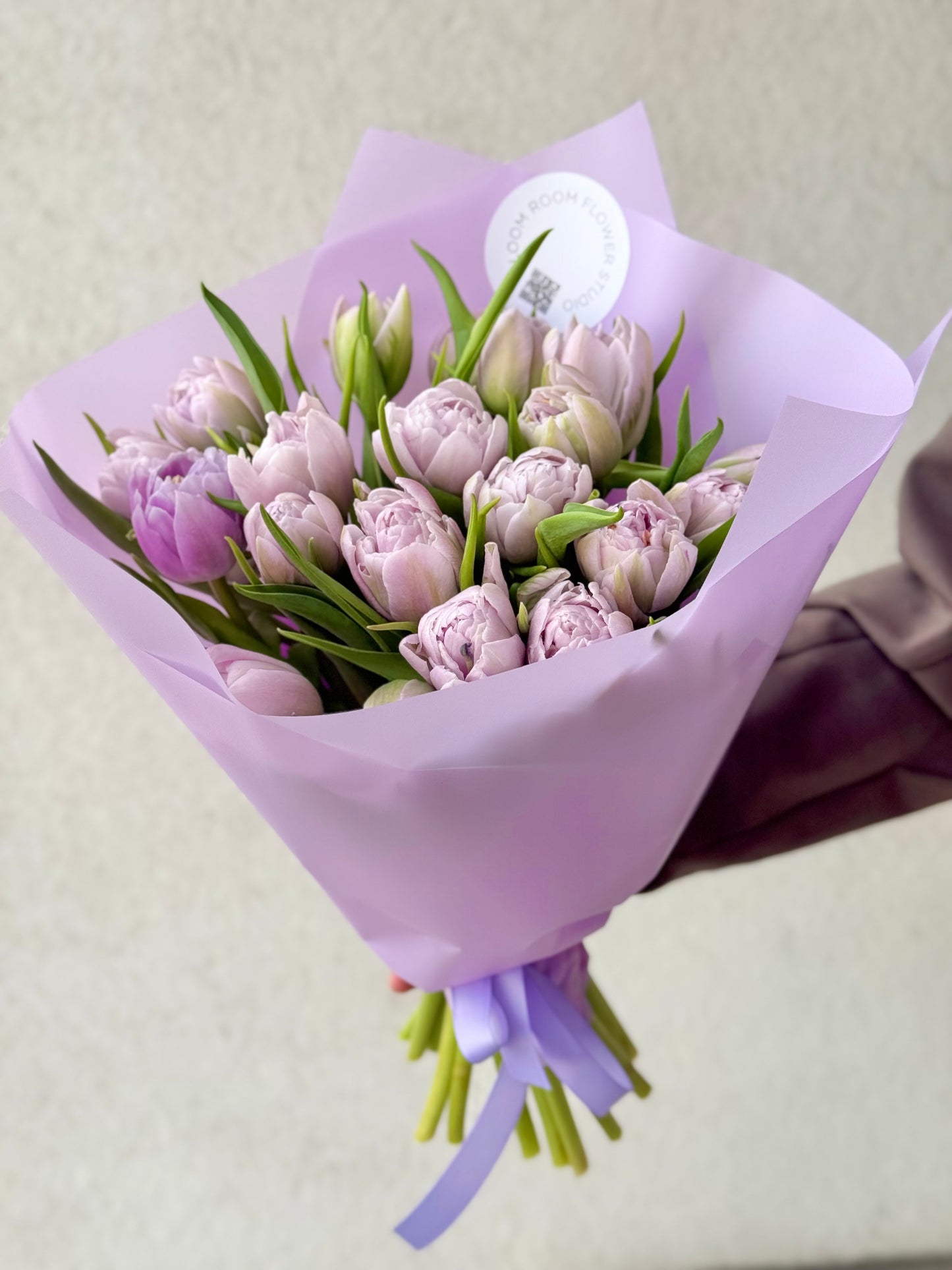 21 Pööris Lilac Tulbid kimp veekindlas paberis | 21 Лиловых Тюльпанов в водонепроницаемой бумаге | 21 Peony Lilac Tulips wrapped in waterproof paper