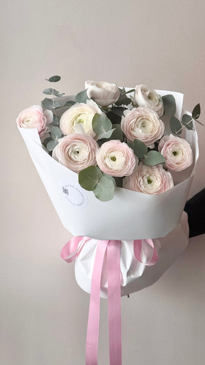 “Luxury Bouquet” Ranunculuses with Eucalyptus.