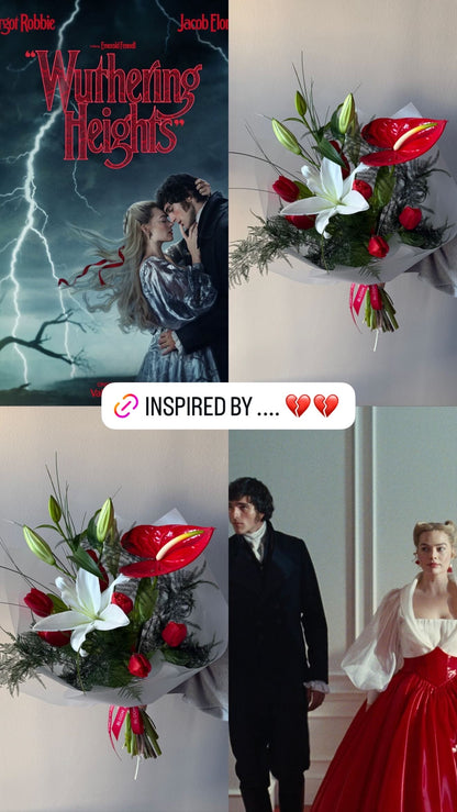 Wuthering Hights mini Art Bouquet koos anthuriumide ja sametroosidega | Мини-букет "Ураганные высоты" с антуриумами и бархатом | Wuthering Hights mini Art Bouquet with anthuriums and velvet roses