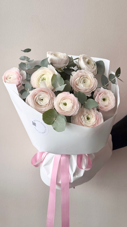 “Luxury Bouquet” Ranunculuses with Eucalyptus.