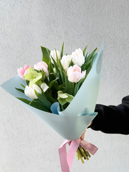 Tulips with greens