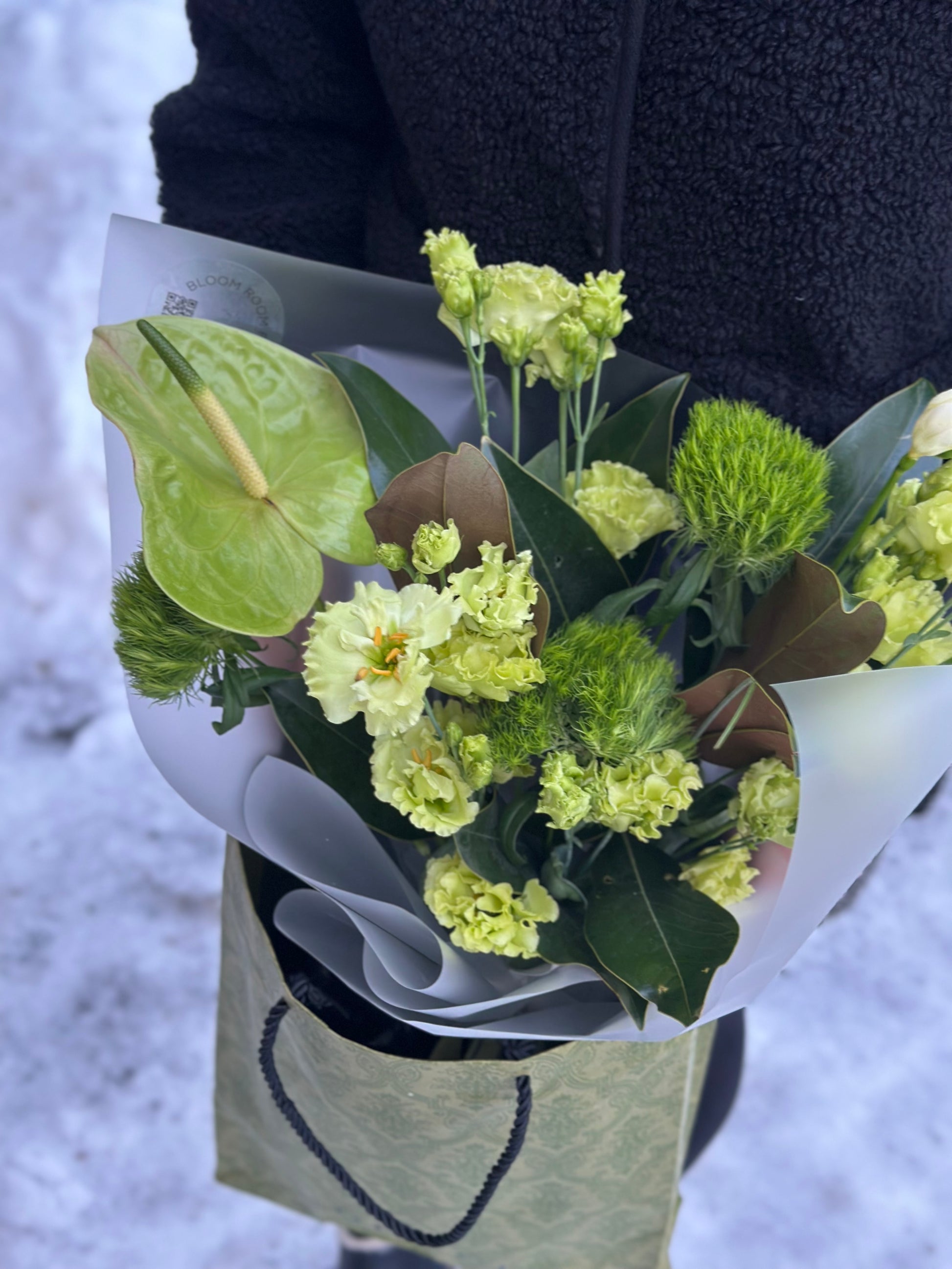Roheline lillekimp magnoolia lehtedega | Зеленый букета цветов с листьями магнолии | Green flower bouquet with magnolia leaves
