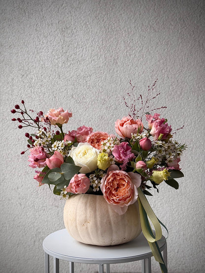 White Pumpkin with flowers