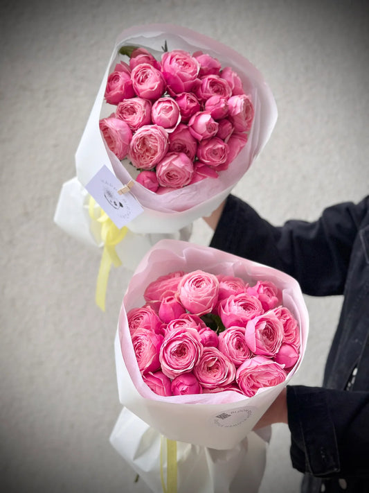 Roosa aiarooside kimp | Розовый букет садовых роз | Pink garden rose bouquet delivery