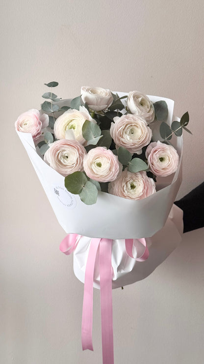 “Luxury Bouquet” Ranunculuses with Eucalyptus.