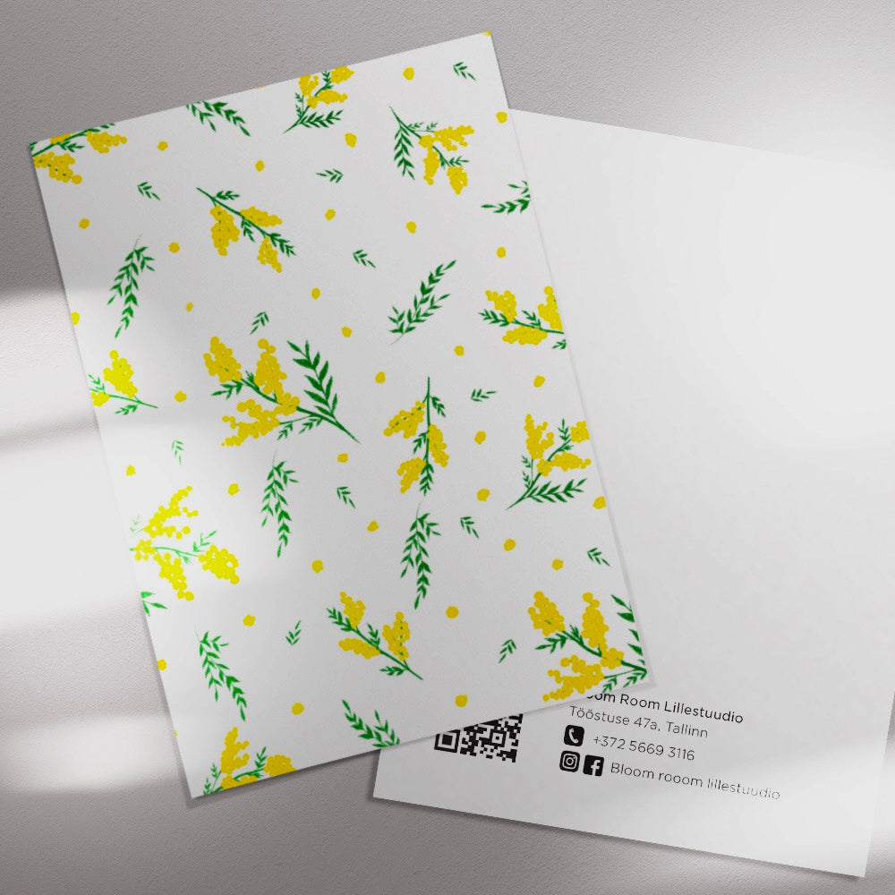 Kollaste lillede ja roheliste lehtede muster | Узор с желтыми цветами и зелеными листьями | Yellow flower and green leaf pattern