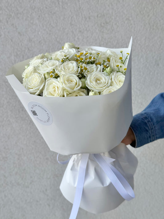 "Love is..." with white  spray roses – BloomRoom.ee, fresh flowers in Tallinn