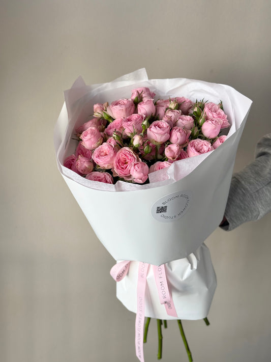 "Love is..." with pink spray roses – BloomRoom.ee, fresh flowers in Tallinn