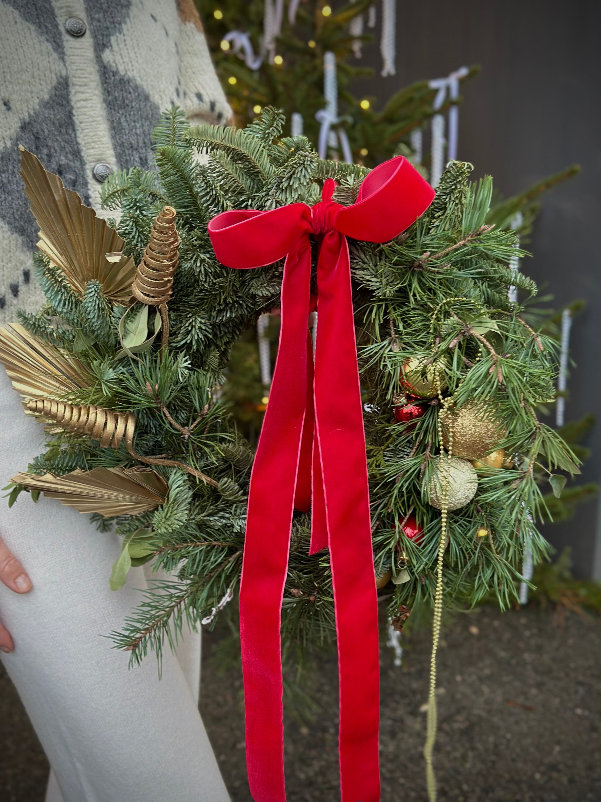Jõuluvana pärg punase paelaga | Рождественский венок с красной лентой | Christmas wreath with a red ribbon