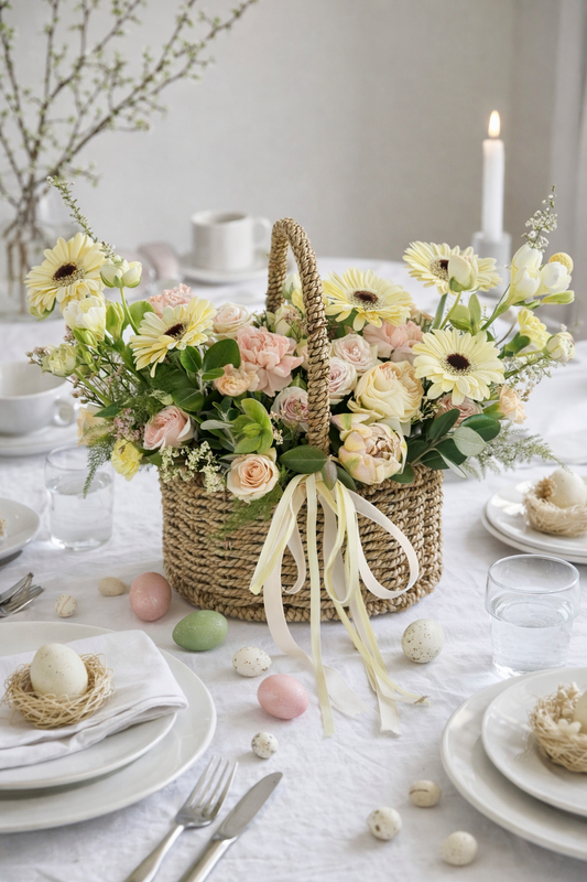 Flower Basket with spring mix flowers – BloomRoom.ee, fresh flowers in Tallinn