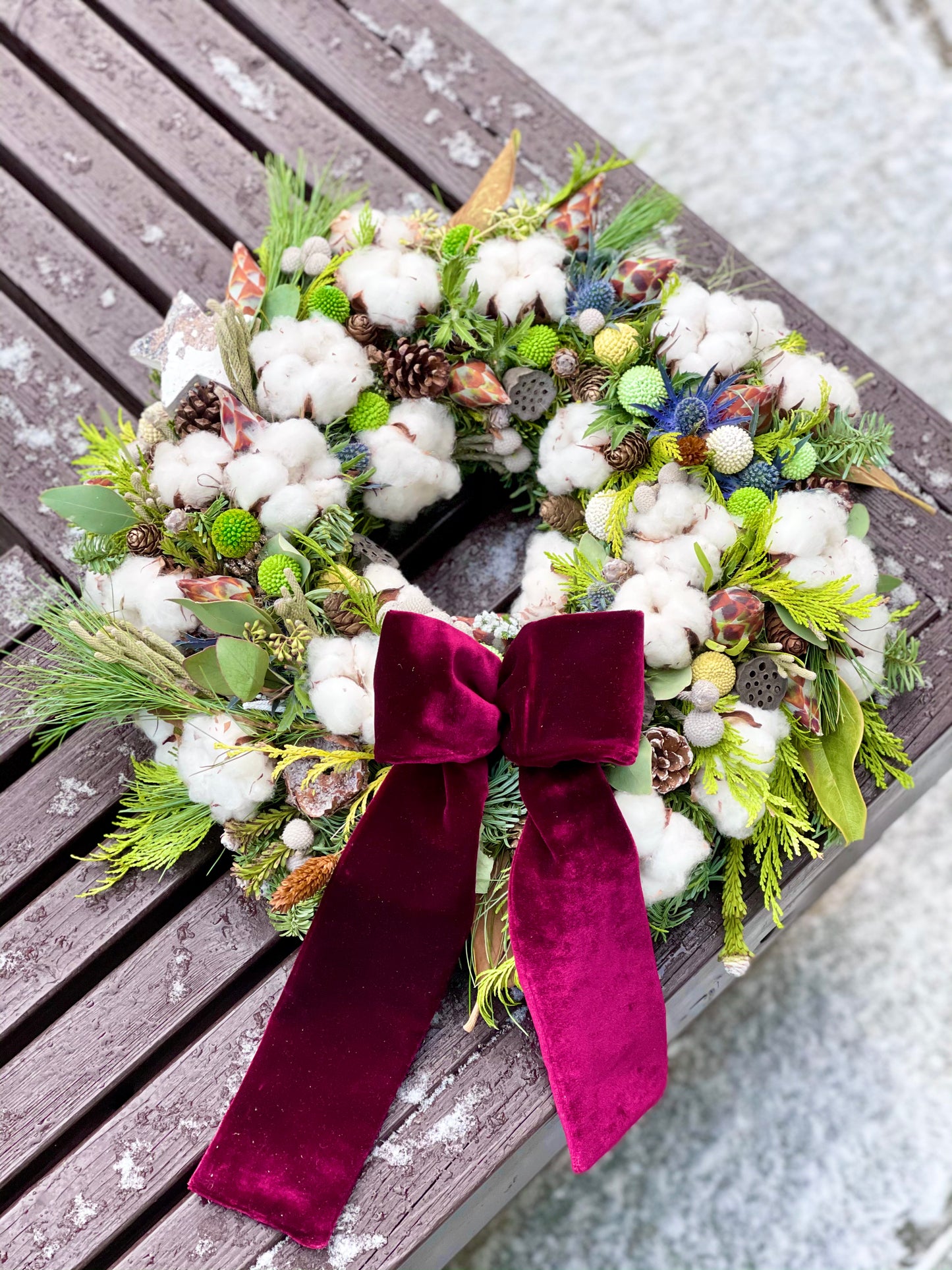 Luksuslik jõulukaunistus puuvillakottidega | Роскошный рождественский венок с ватными шарами | Luxury Christmas wreath with cotton pods